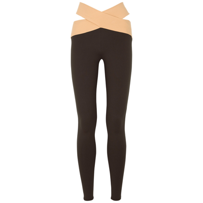 Live The Process Orion Colour-blocked Stretch-jersey Leggings In Dark Brown