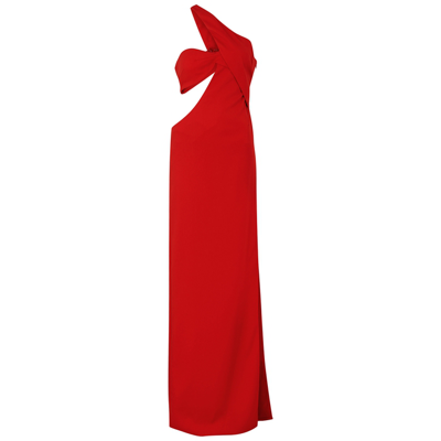 Shop Monot Red One-shoulder Crepe Gown