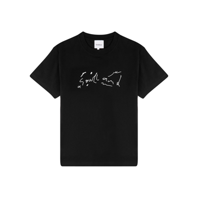 Shop Soulland Scribble Black Logo-print Cotton T-shirt