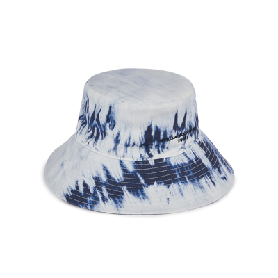 Shop Stella Mccartney Tie-dyed Denim Bucket Hat In Navy