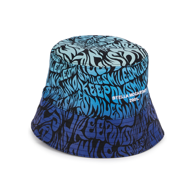 Shop Stella Mccartney Printed Cotton Bucket Hat In Blue