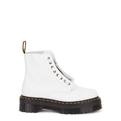 Shop Dr. Martens' Sinclair White Leather Flatform Ankle Boots