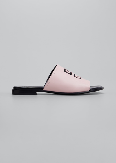 Shop Givenchy 4g Lambskin Flat Mule Sandals In Blush Pink