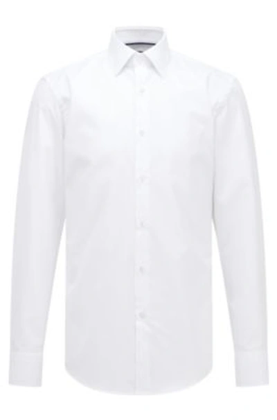 Shop Hugo Boss Slim-fit Shirt In Italian Organic Cotton- White Men's Shirts Size 16.5