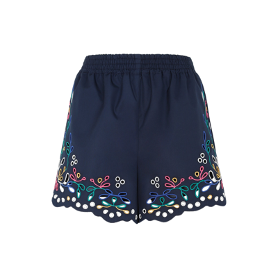 Shop Chloé Floral Patterned Bermuda Shorts In Blue