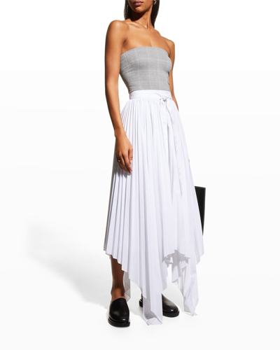 Shop Rosetta Getty Pleated Maxi Wrap Skirt In White