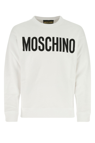Shop Moschino Logo Printed Crewneck Sweatshirt In White