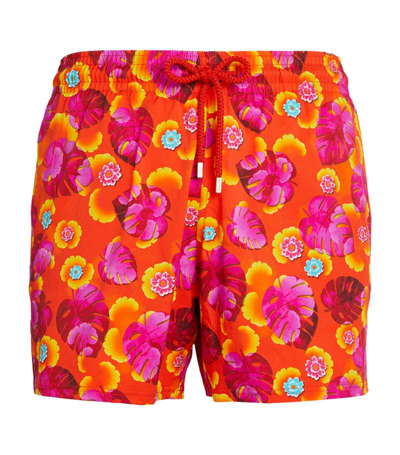 Shop Vilebrequin Moorise Floral Swim Shorts In Orange