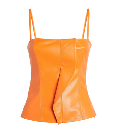 Shop Nanushka Vegan Leather Kya Cami Top In Orange