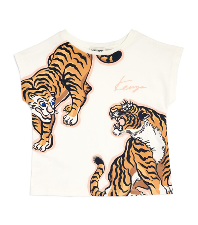 Shop Kenzo Tiger Print T-shirt (2-12 Years) In White