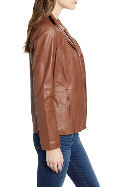 Shop Cole Haan Signature Cole Haan Lambskin Leather Jacket In Hickory