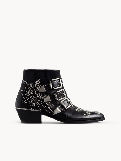 Shop Chloé Susanna Short Boot Black Size 5 100% Sheepskin In Noir