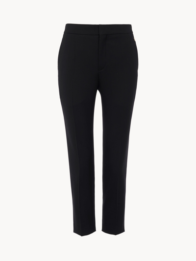 Shop Chloé Cropped Pants Black Size 2 95% Virgin Wool, 5% Elastane