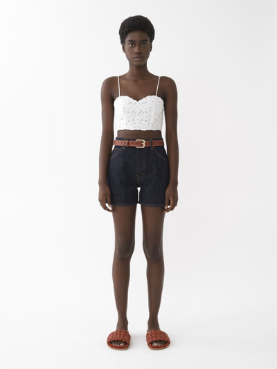 Shop Chloé High-waisted Jean Shorts Blue Size 27 100% Cotton