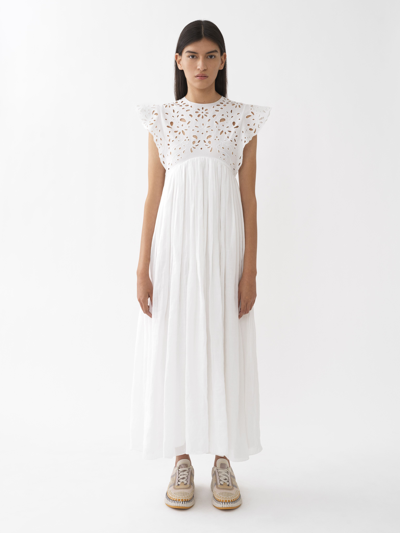 Shop Chloé Ruffled Empire Dress In White