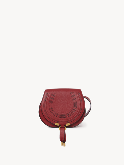 Chloé Marcie Small Saddle Bag In Smoked Red