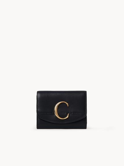 Shop Chloé C Small Tri-fold In Black