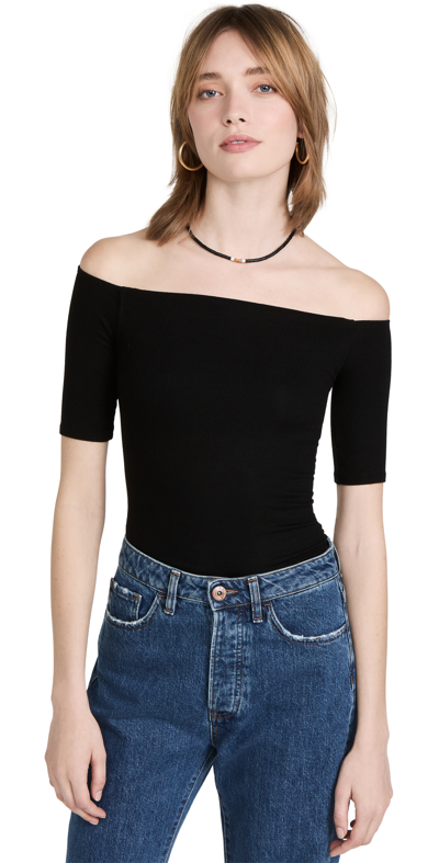 Shop Enza Costa Off-shoulder Knit Top In Black