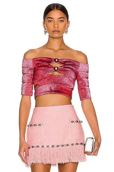 Shop Area Banded Crop Top In Pink & Red