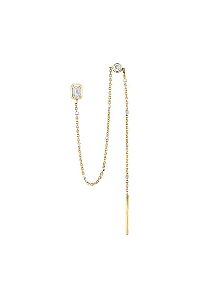 Shop Logan Hollowell Baby Emerald Cut Diamond Twinkle Single Earring In Gold