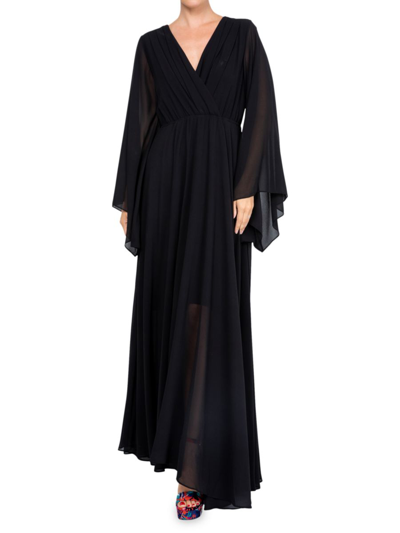 Shop Meghan La Women's Sunset Angle Long Sleeve Maxi Dress In Black