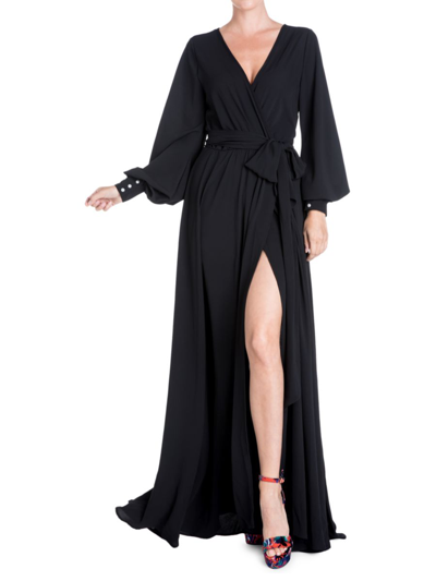 Shop Meghan La Women's Venus Belted Maxi Dress In Black