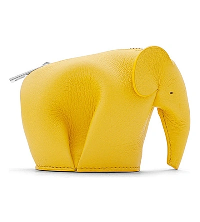 Loewe Elephant Leather Coin Purse In Yellow
