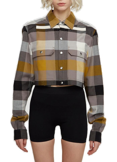 Shop Rick Owens Check Pattern Cropped Shirt In Multi