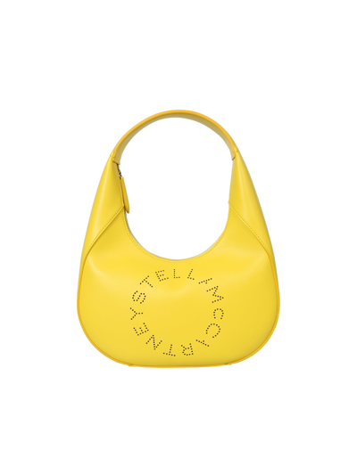 Shop Stella Mccartney Logo Perforated Small Shoulder Bag In Yellow