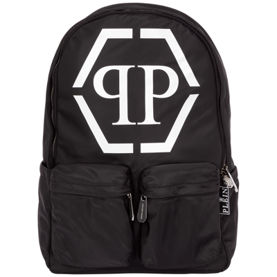 Shop Philipp Plein Men's Nylon Rucksack Backpack Travel   Hexagon In Black