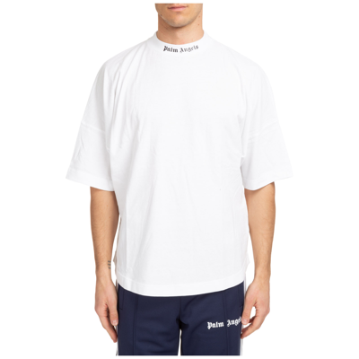Shop Palm Angels Men's Short Sleeve T-shirt Crew Neckline Jumper  Logo In White