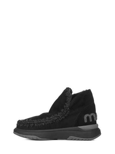 Shop Mou Eskimo Jogger Glitter Logo Sneakers In Black