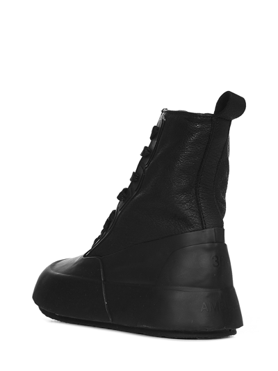 Shop Ambush Leather Mix High-top Sneakers <br> In Black