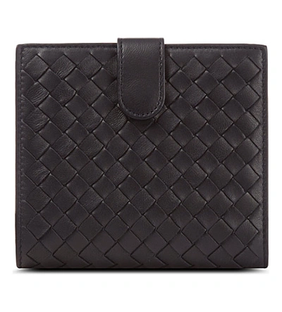 Shop Bottega Veneta Intrecciato French Flap Coin Purse In Tourmaline