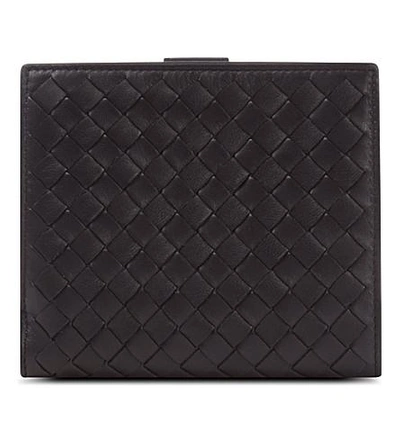 Shop Bottega Veneta Intrecciato French Flap Coin Purse In Tourmaline