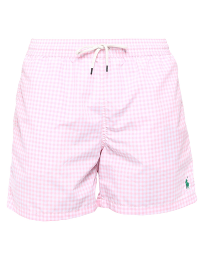 Shop Polo Ralph Lauren Man Swim Trunks Pink Size S Polyester