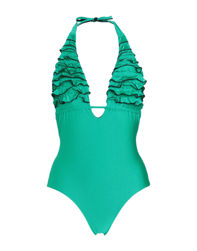 Shop Iu Rita Mennoia Woman One-piece Swimsuit Green Size S Polyamide, Elastane
