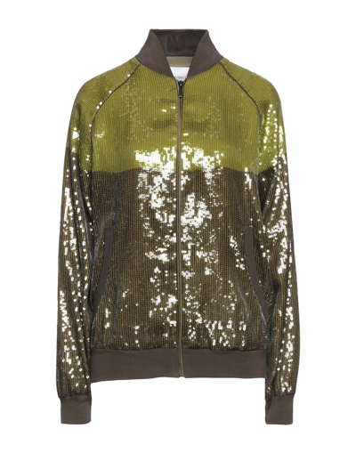 Shop Alberta Ferretti Woman Jacket Military Green Size 2 Acetate, Cupro