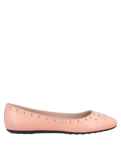 Shop Tod's Woman Ballet Flats Salmon Pink Size 8 Soft Leather