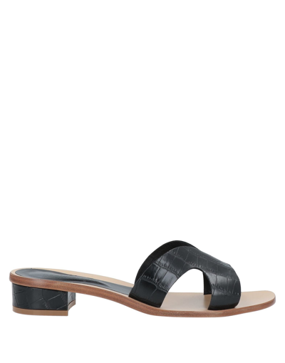 Shop Paolo Ferrara Woman Sandals Black Size 7 Soft Leather