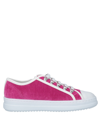 Shop Geox Woman Sneakers Fuchsia Size 7 Soft Leather, Textile Fibers In Pink
