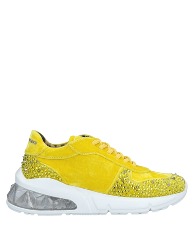 Shop Philipp Plein Woman Sneakers Yellow Size 7 Textile Fibers