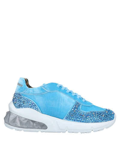 Shop Philipp Plein Woman Sneakers Azure Size 5 Textile Fibers In Blue