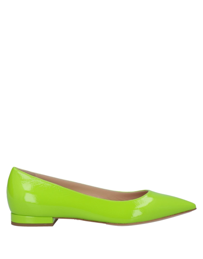 Shop Casadei Woman Ballet Flats Acid Green Size 6.5 Soft Leather