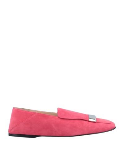 Sergio Rossi Sr1 Logo Plaque Suede Loafers In Coral