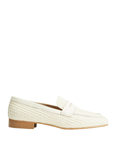 Shop 8 By Yoox Woven Raffia Penny Loafers Woman Loafers Ivory Size 8 Polyethylene, Nylon, Soft Leather In White