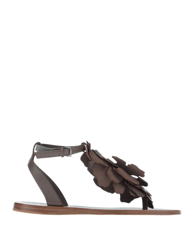 Shop Brunello Cucinelli Woman Sandals Lead Size 7 Soft Leather