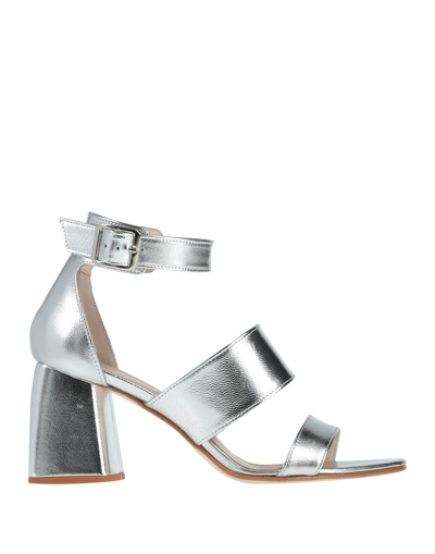 Shop Luca Valentini Woman Sandals Silver Size 7 Soft Leather