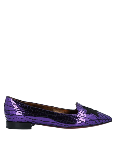 Shop A.testoni A. Testoni Woman Loafers Purple Size 6.5 Soft Leather