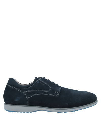 Shop Geox Man Lace-up Shoes Midnight Blue Size 6 Soft Leather, Textile Fibers